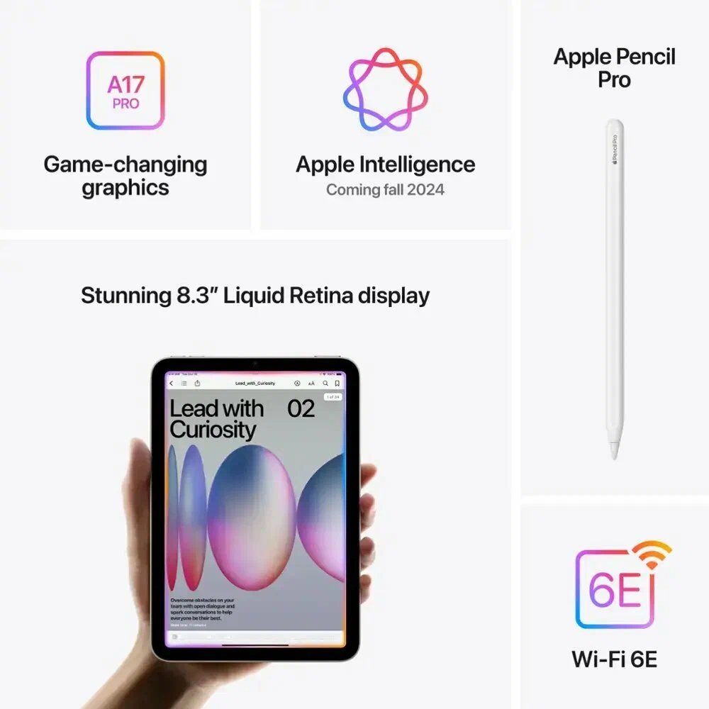 Планшет Apple iPad Mini 7 8,3″ (2024, 7 gen) 128Gb Wi-Fi, Blue изображение 5