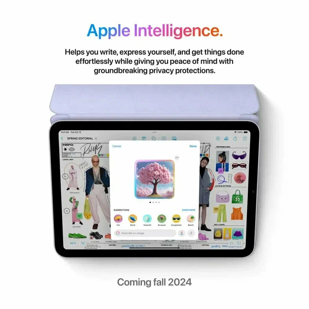 Планшет Apple iPad mini 7, 8.3", 2024, 256GB, Wi-Fi, Starlight (Сияющая звезда) изображение 3