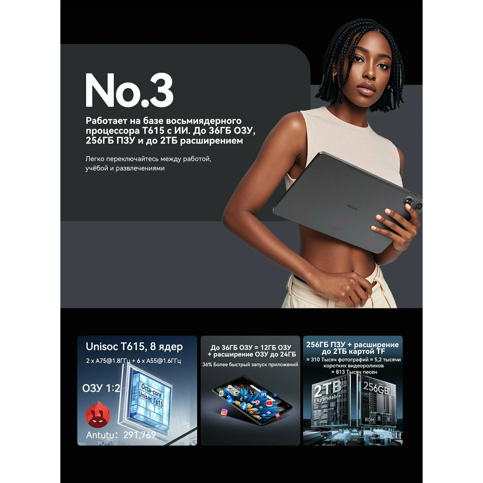 Планшет Blackview OSCAL PAD100 12+24/256Gb Dual nano-sim Grey (Серый) изображение 8